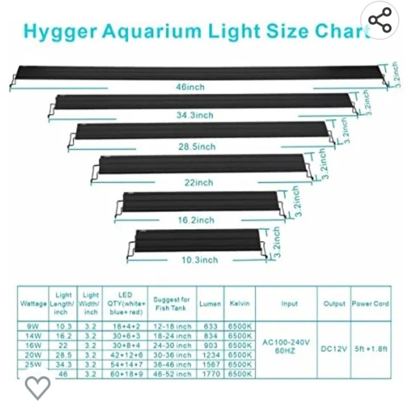 LED aquarium light by Hygger, extendable, modle HG-918, size 14W, new - Picture 5 of 10